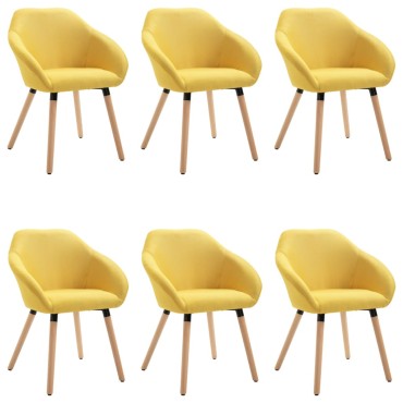 vidaXL Καρέκλες Τραπεζαρίας 6 τεμ. Κίτρινες Υφασμάτινες 62x54x83,5cm