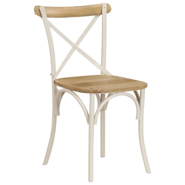 vidaXL Καρέκλες με Χιαστί Πλάτη 4 τεμ. Λευκές από Μασίφ Ξύλο Μάνγκο 51x52x84cm