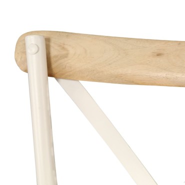 vidaXL Καρέκλες με Χιαστί Πλάτη 4 τεμ. Λευκές από Μασίφ Ξύλο Μάνγκο 51x52x84cm