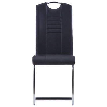 vidaXL Καρέκλες Τραπεζαρίας «Πρόβολος» 6 τεμ. Μαύρες Συνθετικό Δέρμα 42x52x100cm