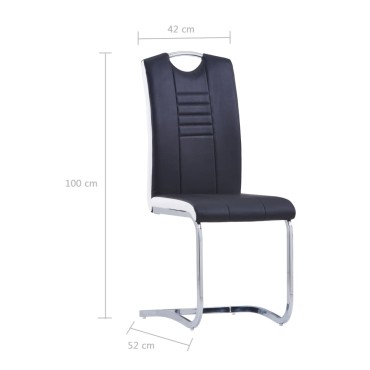 vidaXL Καρέκλες Τραπεζαρίας «Πρόβολος» 6 τεμ. Μαύρες Συνθετικό Δέρμα 42x52x100cm