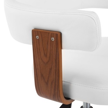 vidaXL Καρέκλα Τραπεζαρίας Περιστρεφ. Λευκή Λυγισμένο Ξύλο/Συνθ. Δέρμα 49,5x51,5x(94,5-115,5)cm 1 τεμ.