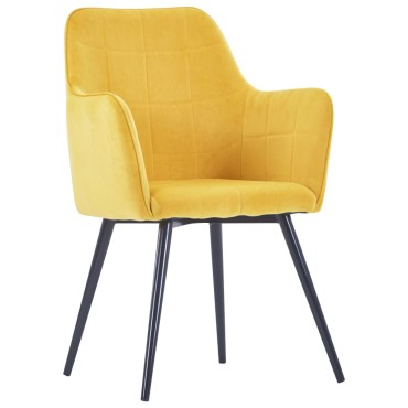 vidaXL Καρέκλες Τραπεζαρίας 2 τεμ. Κίτρινες Βελούδινες 57,5x54x85,5cm