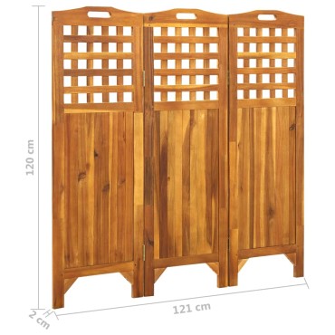 vidaXL Διαχωριστικό Δωματίου 3 Πάνελ 121x2x120cm Μασίφ Ξύλο Ακακίας 1 τεμ.