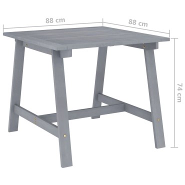 vidaXL Τραπεζαρία Κήπου Γκρι 88x88x74cm από Μασίφ Ξύλο Ακακίας 1 τεμ.