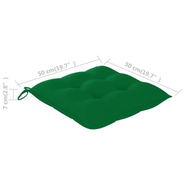 vidaXL Μαξιλάρια Καρέκλας 2 τεμ. Πράσινα 50 x 50 x 7 εκ. Υφασμάτινα