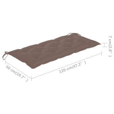 vidaXL Μαξιλάρι Πάγκου Κήπου Taupe 120x50x7 εκ. Ύφασμα Oxford