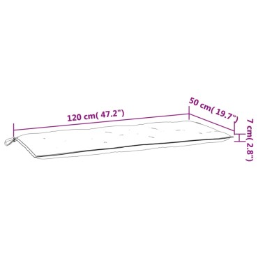 vidaXL Μαξιλάρι Πάγκου Κήπου Μπορντό 120x50x7 εκ. Ύφασμα Oxford