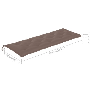 vidaXL Μαξιλάρι Πάγκου Κήπου Taupe 150x50x7 εκ. Ύφασμα Oxford