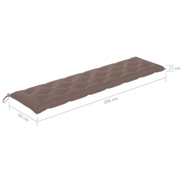 vidaXL Μαξιλάρι Πάγκου Κήπου Taupe 200x50x7 εκ. Ύφασμα Oxford