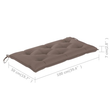 vidaXL Μαξιλάρι Πάγκου Κήπου Taupe 100x(50+50)x7 εκ. Ύφασμα Oxford