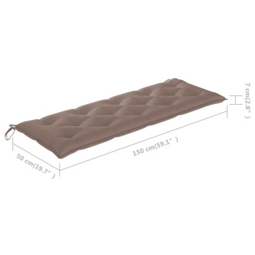 vidaXL Μαξιλάρι Πάγκου Κήπου Taupe 150x(50+50)x7 εκ. Ύφασμα Oxford