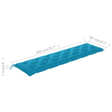 vidaXL Μαξιλάρι Πάγκου Κήπου Αν. Μπλε 200x(50+50)x7 εκ. Ύφασμα Oxford