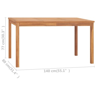 vidaXL Τραπεζαρία Κήπου 140x80x77cm από Μασίφ Ξύλο Teak 1 τεμ.