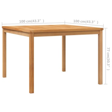 vidaXL Τραπεζαρία Κήπου 110x110x77cm από Μασίφ Ξύλο Teak 1 τεμ.