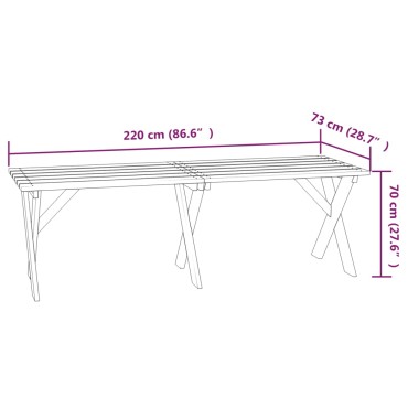 vidaXL Τραπέζι Κήπου 220x73x70cm από Εμποτισμένο Ξύλο Πεύκου 1 τεμ.