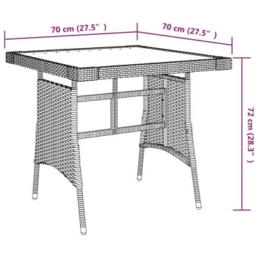 vidaXL Τραπέζι Κήπου Μαύρο 70x70x72cm Συνθετικό Ρατάν/Ξύλο Ακακίας 1 τεμ.