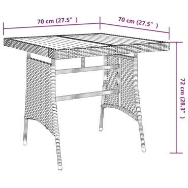 vidaXL Τραπέζι Κήπου Μαύρο 70x70x72cm Συνθετικό Ρατάν/Ξύλο Ακακίας 1 τεμ.