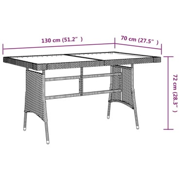 vidaXL Τραπέζι Κήπου Μαύρο 130x70x72cm Συνθετικό Ρατάν/Ξύλο Ακακίας 1 τεμ.