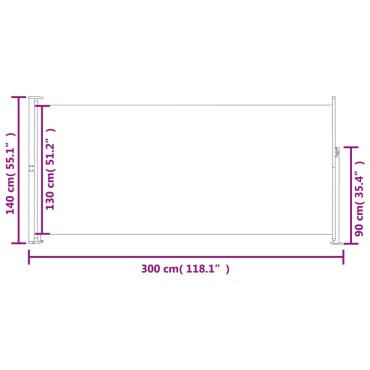 vidaXL Σκίαστρο Πλαϊνό Συρόμενο Μπλε 140 x 300 εκ.