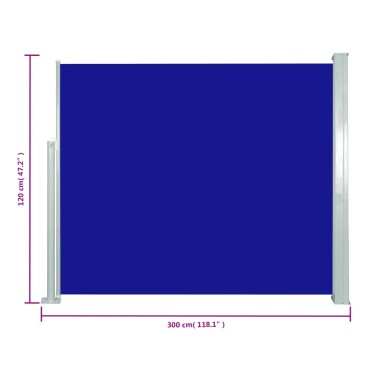 vidaXL Σκίαστρο Πλαϊνό Συρόμενο Μπλε 120 x 300 εκ.