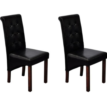 vidaXL Καρέκλες Τραπεζαρίας 2 τεμ. Μαύρες από Συνθετικό Δέρμα 43x52x95cm