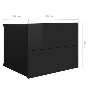 vidaXL Κομοδίνο Γυαλιστερό Μαύρο 40x30x30cm από Επεξ. Ξύλο 1 τεμ.