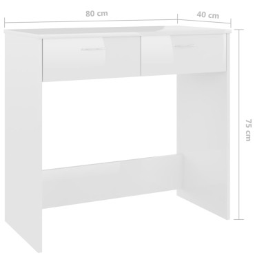 vidaXL Γραφείο Γυαλιστερό Λευκό 80x40x75cm από Επεξ. Ξύλο 1 τεμ.