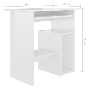 vidaXL Γραφείο Γυαλιστερό Λευκό 80x45x74cm από Επεξ. Ξύλο 1 τεμ.