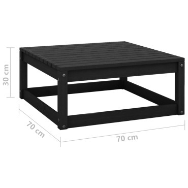 vidaXL Υποπόδιο Κήπου 70x70x30cm από Μασίφ Ξύλο Πεύκου Μαύρο 1 τεμ.