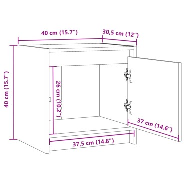 vidaXL Κομοδίνο 40x30,5x40cm από Μασίφ Ξύλο Πεύκου 1 τεμ.