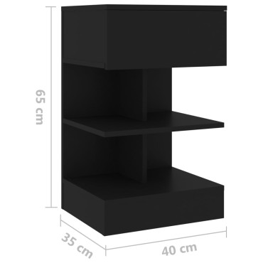 vidaXL Κομοδίνο Μαύρο 40x35x65cm από Επεξ. Ξύλο 1 τεμ.