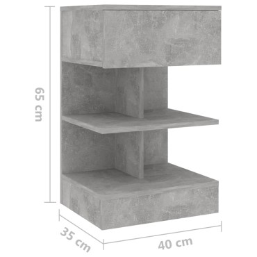 vidaXL Κομοδίνο Γκρι Σκυροδέματος 40x35x65cm από Επεξ. Ξύλο 1 τεμ.