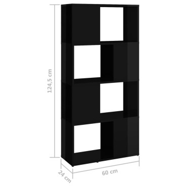vidaXL Βιβλιοθήκη/Διαχωριστικό Χώρου Γυαλισ. Μαύρο 60x24x124,5cm 1 τεμ.