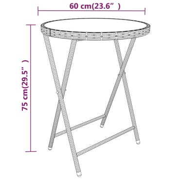 vidaXL Σετ Επίπλων Bistro Κήπου 5 τεμ. Μαύρο Συνθ. Ρατάν/Ψημένο Γυαλί 60x75cm