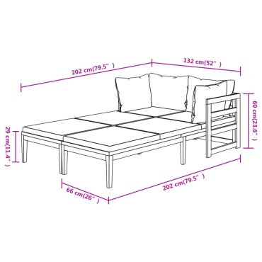 vidaXL Ξαπλώστρες 2 τεμ. από Μασίφ Ξύλο Ακακίας & Λευκά Κρεμ Μαξιλάρια