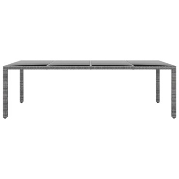 vidaXL Τραπέζι Κήπου Γκρι 250x100x75cm Ψημένο Γυαλί/Συνθετικό Ρατάν 1 τεμ.