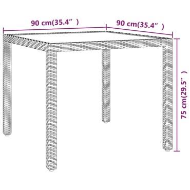 vidaXL Τραπέζι Κήπου Γκρι 90x90x75cm από Συνθετικό Ρατάν 1 τεμ.