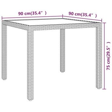 vidaXL Τραπέζι Κήπου Μπεζ 90x90x75cm Συνθετικό Ρατάν 1 τεμ.