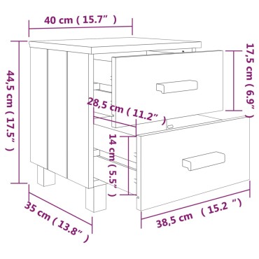 vidaXL Κομοδίνο HAMAR Καφέ Μελί 40x35x44,5cm Μασίφ Ξύλο Πεύκου 1 τεμ.