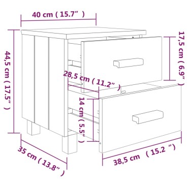 vidaXL Κομοδίνο HAMAR 2 τεμ. Λευκά 40x35x44,5cm Μασίφ Ξύλο Πεύκου