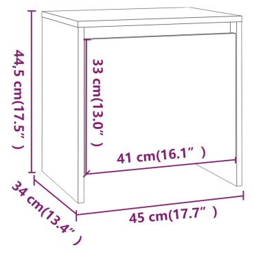 vidaXL Κομοδίνο Γκρι Sonoma 45x34x44,5cm από Επεξεργασμένο Ξύλο 1 τεμ.