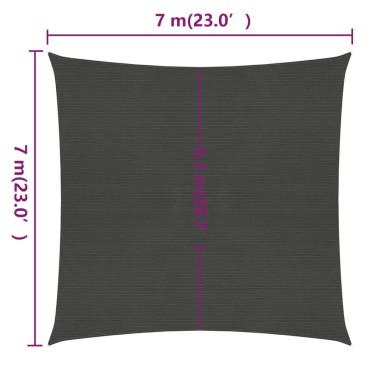 vidaXL Πανί Σκίασης Ανθρακί 7 x 7 μ. από HDPE 160 γρ./μ²