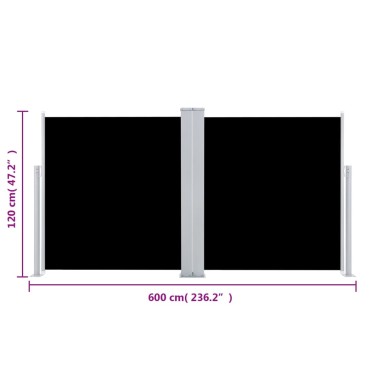 vidaXL Διαχωριστικό Βεράντας Συρόμενο Μαύρο 117 x 600 εκ.