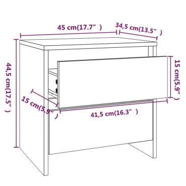 vidaXL Κομοδίνο Sonoma Δρυς 45x34,5x44,5cm από Επεξεργασμένο Ξύλο 1 τεμ.