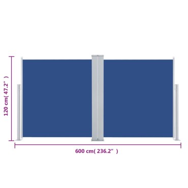 vidaXL Διαχωριστικό Βεράντας Συρόμενο Μπλε 117 x 600 εκ.