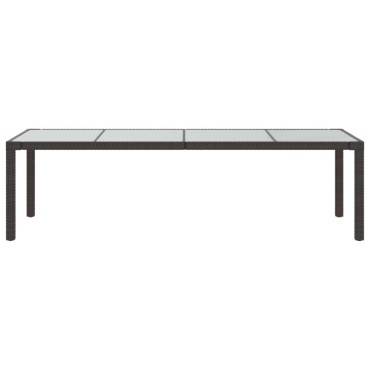 vidaXL Τραπέζι Κήπου Καφέ 250x100x75cm Ψημένο Γυαλί/Συνθετικό Ρατάν 1 τεμ.