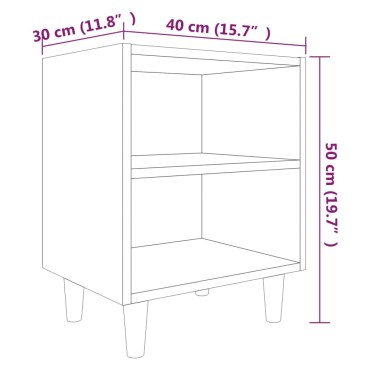 vidaXL Κομοδίνα 2 τεμ. Καπνιστή Δρυς 40x30x50cm Μασίφ Ξύλινα Πόδια