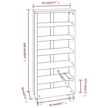 vidaXL Ραφιέρα CD HAMAR Καφέ Μελί 45x18x100cm Μασίφ Ξύλο Πεύκου