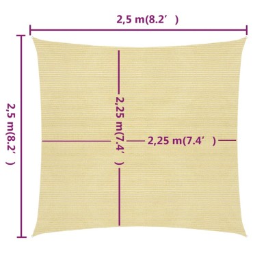 vidaXL Πανί Σκίασης Μπεζ 2,5 x 2,5 μ. από HDPE 160 γρ./μ²